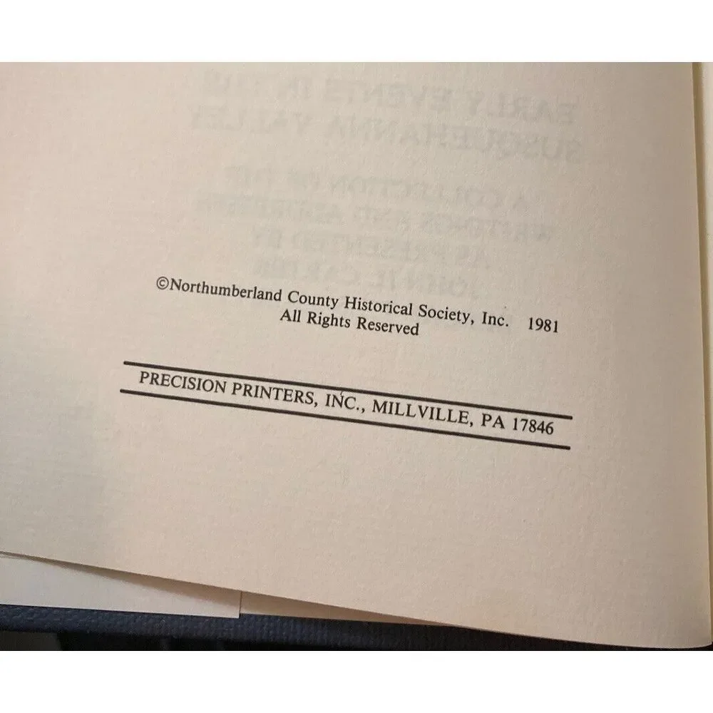 Early Events In The Susquehanna Valley History Book Signed Limited 300 To Copies